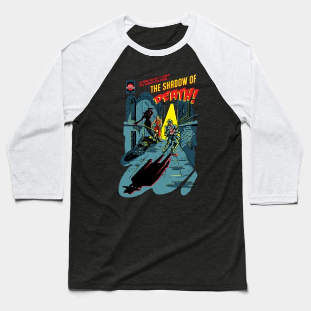 Shadow of Death Baseball T-Shirt by Made With Awesome